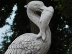 Beeld Reiger met Vis - 90 cm - Steen, Ophalen of Verzenden, Steen, Dierenbeeld