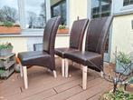 6 Lederen stoelen, Huis en Inrichting, Stoelen, Ophalen, Gebruikt, Bruin, Hout