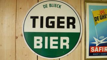 Tiger bier Tigerbier Brouwerij Aalst Houten reclamebord  disponible aux enchères