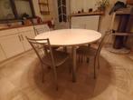 Ronde keukentafel met 4 stoelen, Huis en Inrichting, 100 tot 150 cm, 100 tot 150 cm, Rond, Gebruikt
