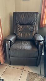 Elektrische lederen relax/bruin leder/met liftfunctie, Huis en Inrichting, Fauteuils, Ophalen, Gebruikt, Klassiek, Leer