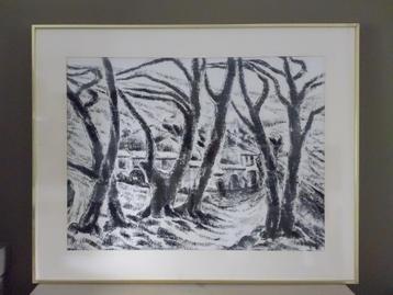 VAN GREEFF Mimie. Houtskool, 52x90. Hauts de Bonnieux, 1972 beschikbaar voor biedingen