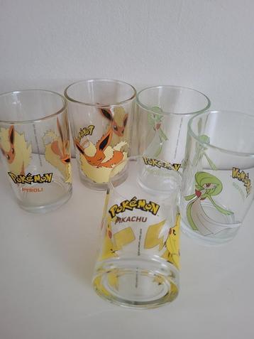 Pokemon glazen 5 nintendo glaasjes Pyroli Pikachu Gardevoir beschikbaar voor biedingen