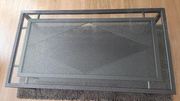 Salontafel - Smeedijzer en glas beschikbaar voor biedingen