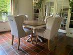 Landelijke eettafel met 4 Rivièra Maison Wing Chairs, Ophalen, Vier personen, 100 tot 150 cm, 100 tot 150 cm