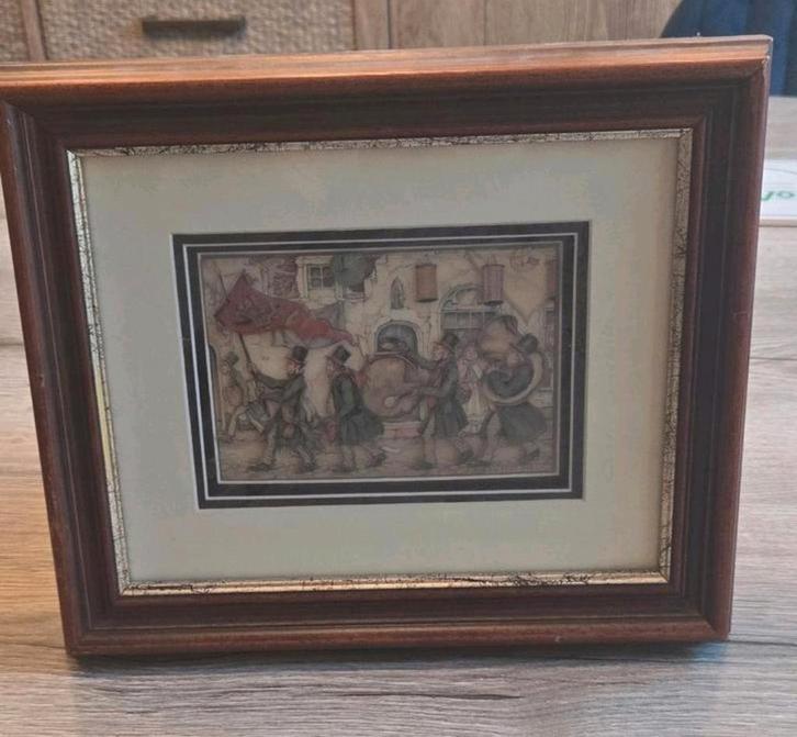 " FANFARE"  1993 van Anton Pieck in houten lijst, Antiek en Kunst, Kunst | Tekeningen en Fotografie, Ophalen of Verzenden