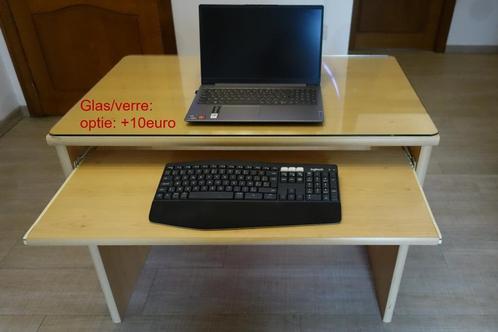Bureau met uitschuifblad met of zonder glazen beschermplaat, Huis en Inrichting, Bureaus, Gebruikt, Bureau, Ophalen