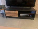 Tv meubel zwart/hout, Ophalen, Gebruikt, 100 tot 150 cm, Industrieel/modern/strak
