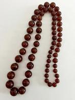Lange Oude Antieke Amber Bakeliet - Catalin Ketting, Handtassen en Accessoires, Antieke sieraden, Verzenden, Ketting