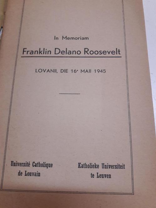 Franklin Roosevelt 1945 - In Memoriam - KUL, Tweetalig, Verzamelen, Militaria | Tweede Wereldoorlog, Boek of Tijdschrift, Ophalen of Verzenden