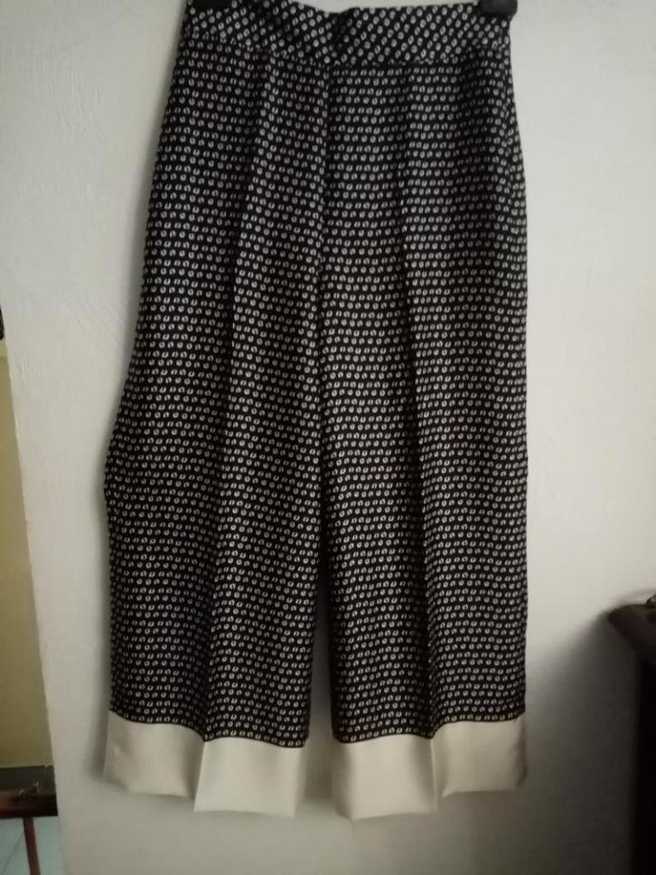 nieuw zwart crème 7/8 broek wijde pijp 100% zijde /silk , S, Kleding | Dames, Gelegenheidskleding, Nieuw, Overige typen, Maat 36 (S)