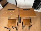 2x VINTAGE SCHOOLBANKJE, Ophalen, Gebruikt, Tafel(s) en Stoel(en)