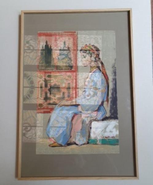 Orientalistisch werk van Ch.E.Smets jonge vrouw Marokko, Antiquités & Art, Art | Peinture | Classique, Enlèvement ou Envoi