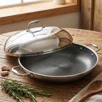 Poêle HexClad Hybrid 35 cm avec couvercle – neuve, Inox, Enlèvement ou Envoi, Comme neuf, Poêle à frire ou Sauteuse