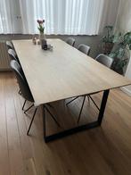 dineertafel natuureik met metaal, Ophalen, Gebruikt, 100 tot 150 cm, 200 cm of meer