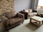 Salon in bruin microleer, Ophalen, Gebruikt, Leer