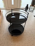 Serveertafeltje zwart, Ophalen, Minder dan 55 cm, Rond, Zo goed als nieuw