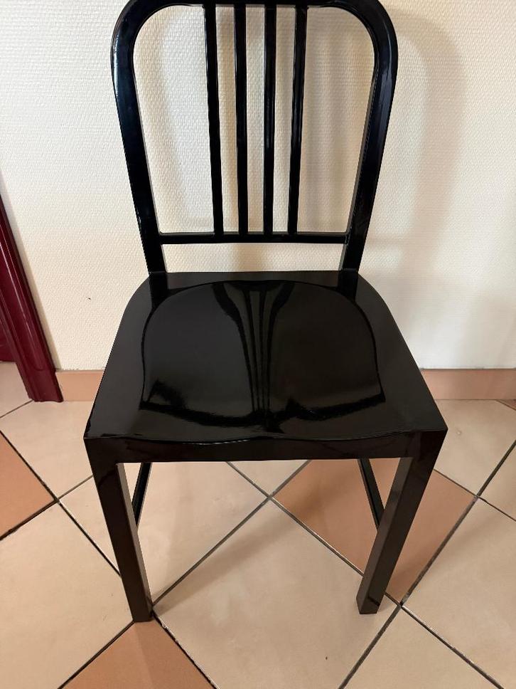 4 Chaises design en acier style Navi Army 50 euro pièce, Maison & Meubles, Chaises, Comme neuf, Quatre, Métal, Noir, Enlèvement