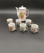 Vintage keramische theepot met 6 kleine kopjes, Antiek en Kunst, Antiek | Servies compleet, Ophalen of Verzenden