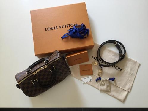 Te koop Louis Vuitton Speedy 25 damier ebene bandouliere, Handtassen en Accessoires, Tassen | Damestassen, Zo goed als nieuw, Handtas