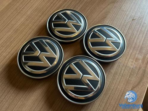 ORIGINELE VW Volkswagen naafkap naafdop set zwart chroom, Auto diversen, Wieldoppen, Gebruikt, Verzenden