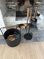 Blomus haardset - wood basket + fireset, Huis en Inrichting, Ophalen, Gebruikt