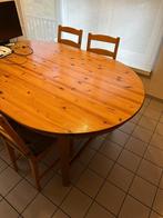 Houten eettafel met 4 stoelen – gezellig en stevig, Ophalen, Gebruikt, 100 tot 150 cm, 150 tot 200 cm