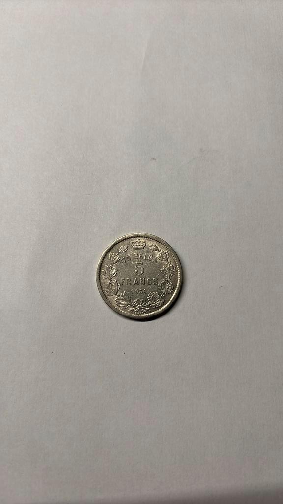1 belga/5 frank Albert RO1 - 1934, Postzegels en Munten, Munten | België, Losse munt, Overig, Ophalen of Verzenden