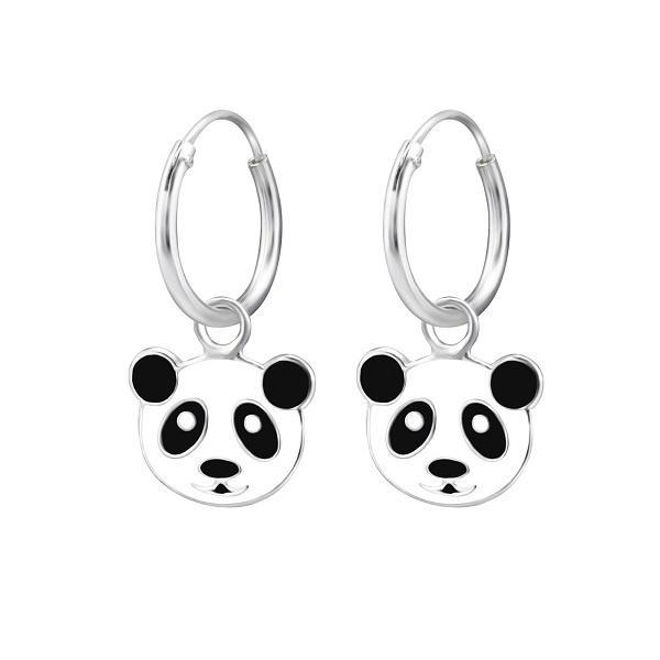 Kinderoorringen zilveren creolen panda - OP=OP!, Handtassen en Accessoires, Kindersieraden, Nieuw, Oorbellen, Zilver, Ophalen of Verzenden