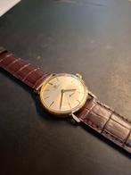 Vintage 18kt gouden mechanisch Lemania horloge, Handtassen en Accessoires, Leer, Polshorloge, Zo goed als nieuw, Goud