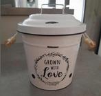 Géemaileerde pot met deksel bollen/look/aardappelen bewaren, Ophalen, Zo goed als nieuw