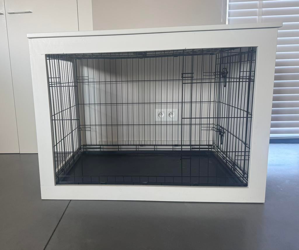 Hondenbench + houten kader, Dieren en Toebehoren, Ophalen, Zo goed als nieuw