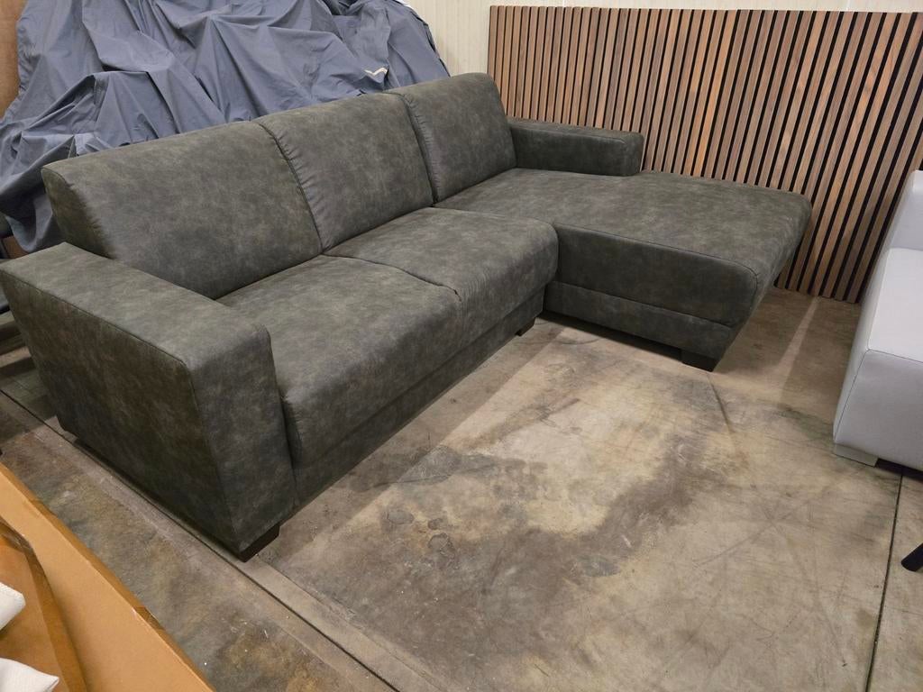 Nieuwe hoeksalon 240x160cm in grijs lederlook, Ophalen, Zo goed als nieuw, Stof