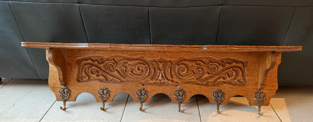 Eiken wandkapstok, Ophalen, Zo goed als nieuw, Hout, Wandkapstok