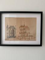 4 architectuurtekeningen Antwerpen François Janssens, Antiek en Kunst, Ophalen