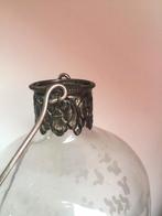 Grand photophore en verre gravé, Enlèvement, Métal