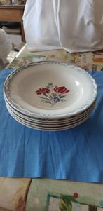 borden diep antiek 6 stuks bloemen grijs/blauw, Enlèvement ou Envoi