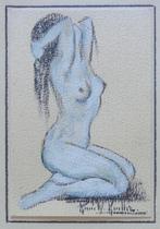 RENEE W. KUELLER / NAAKTE VROUW / ORIGINEEL / 31x27cm KADER, Ophalen of Verzenden