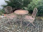 Sierlijk metalen tuinset (tafel en 2 stoelen), Tuin en Terras, Ophalen, Zo goed als nieuw, Tuinset