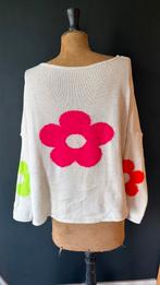 MinoduSud TU oversized crème katoenen trui met fluo bloemen, Kleding | Dames, Truien en Vesten, Ophalen of Verzenden, Nieuw, Beige
