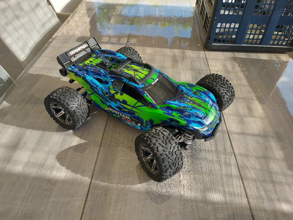 Traxxas Rustler 4x4 VXL, Échelle 1:10, Enlèvement ou Envoi, Voiture off road, Utilisé