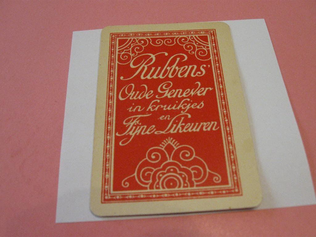 Oude losse speelkaart Genever Rubbens , Zele (71), Ophalen of Verzenden, Zo goed als nieuw, Speelkaart(en)
