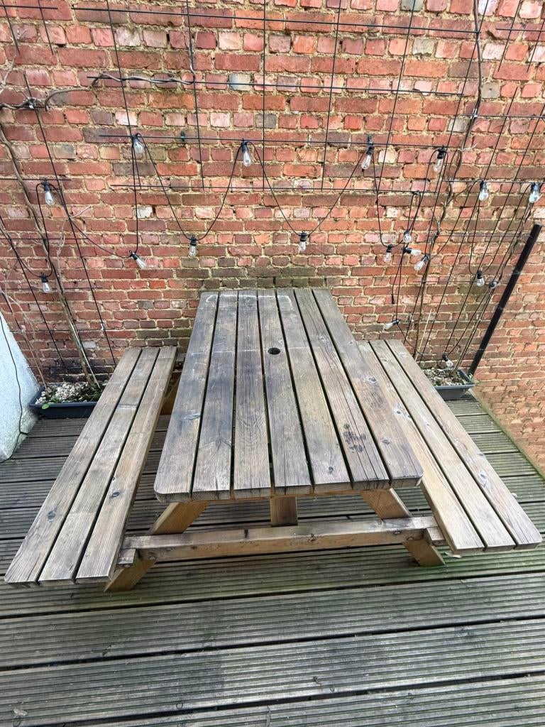 Tuintafel - picknicktafel, Tuin en Terras, Ophalen, Gebruikt, Inklapbaar, Rechthoekig
