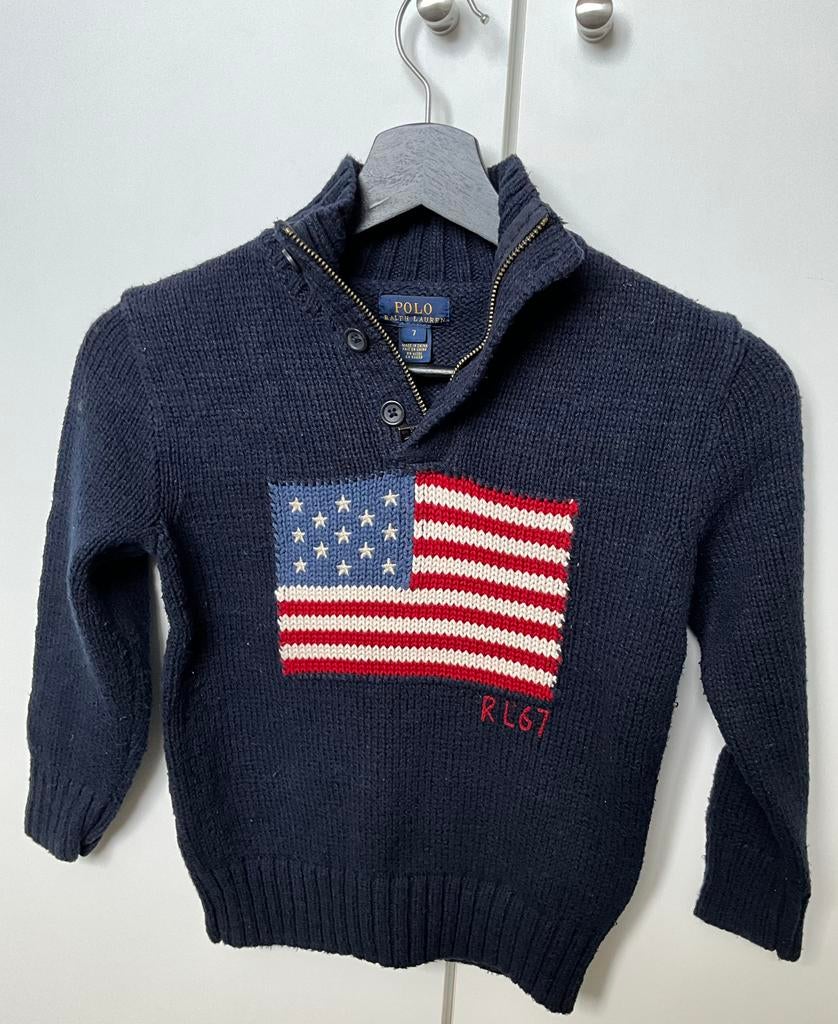 Ralph Lauren - gilet met 1/4 zip - 7 jaar - jongens, Ophalen, Zo goed als nieuw, Jongen, Trui of Vest