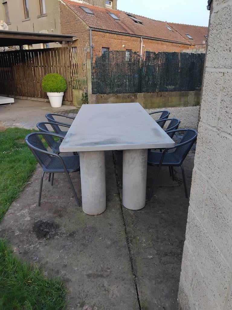 Table en pierre bleu / 6 chaise, Maison & Meubles, Comme neuf