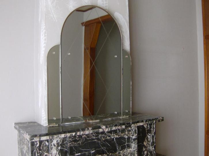 Antieke Spiegel - drieluik op hout, Antiek en Kunst, Antiek | Spiegels, Ophalen