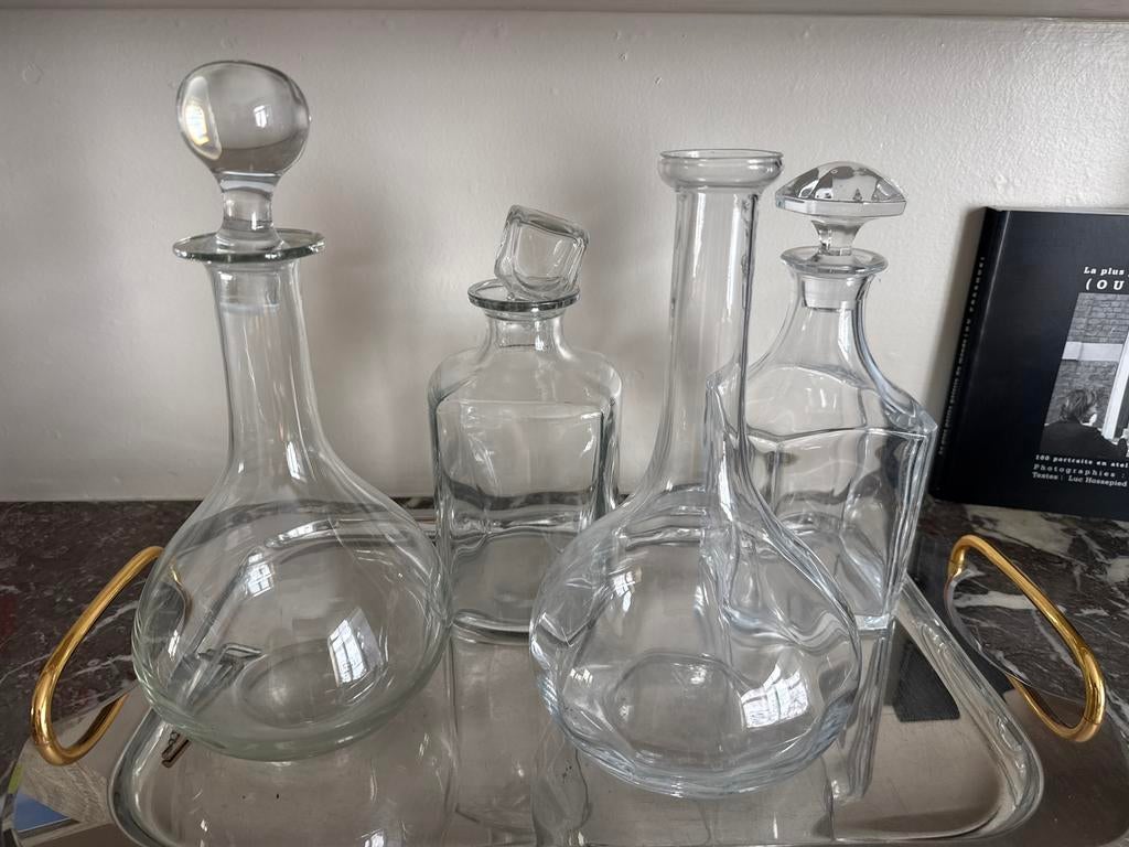 Plateau et lit de 4caraffes, Maison & Meubles, Enlèvement, Utilisé, Carré, Métal