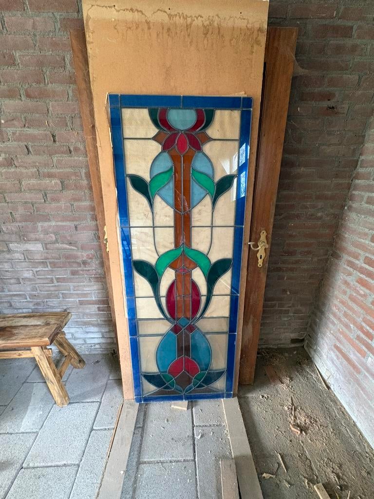 2 stuks Glas in lood ramen maat 60 x 160 cm, Doe-het-zelf en Bouw, Glas en Ramen, Ophalen, Gevelraam of Ruit, Minder dan 80 cm