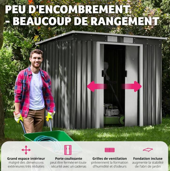 Tuinhuisje garage 2m13x1m30x1m73 in metaal Nieuw, Tuin en Terras, Tuinhuizen, Nieuw, Tuinhuis, Metaal, Minder dan 250 cm, Minder dan 200 cm