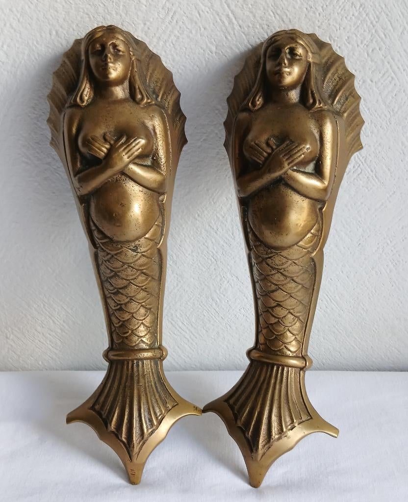 Messing antieke zeemeermin deurgrepen ( art nouveau stijl ), Antiek en Kunst, Ophalen